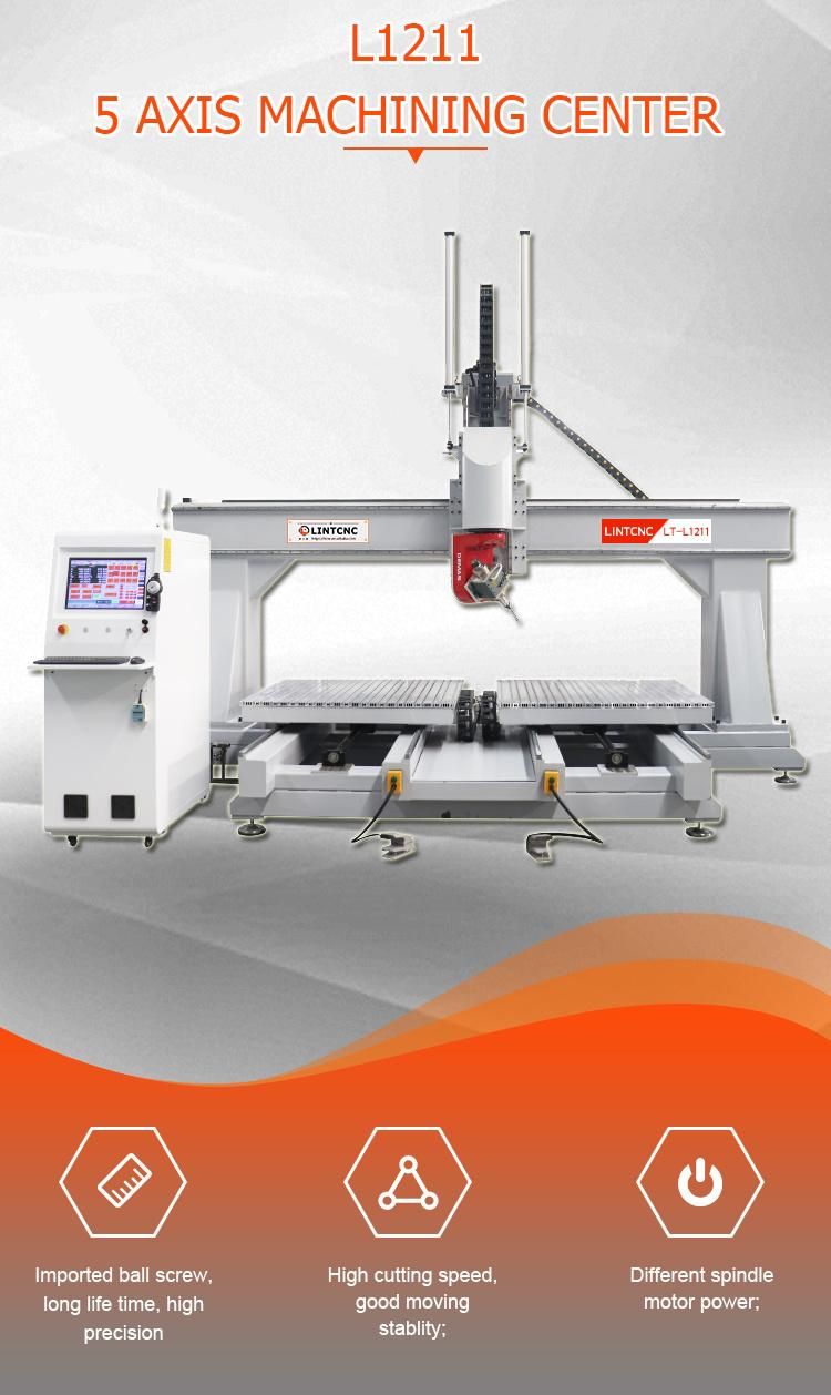 5 Axis Machining Center Carving Machine 3D Foam Wood Metal Milling Machine Rotating Head
