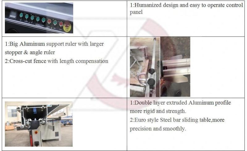 Zd400t Structure Electric Lift Woodworking Sliding Table Panel Saw