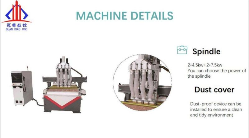CNC Cutting Machine for Plate Furniture, Solid Wood Furniture, Office Furniture and Other Carving and Milling, Drilling