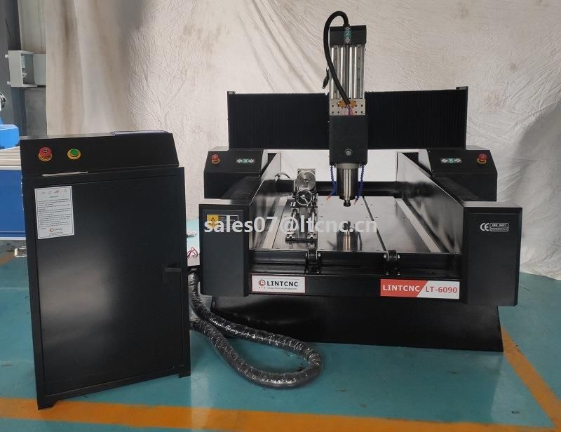 Stone Metal Carving CNC Router 6090 with 4th Axis for Tile, Granite, Marble, Cement Board