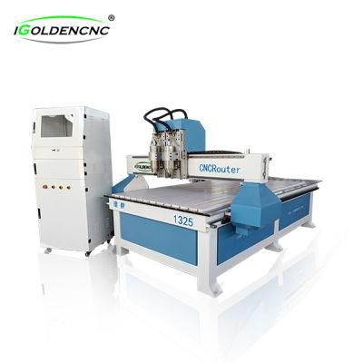 Jinan High Efficiency Independent Double-Head Wood Engraving CNC Router 1325 Woodworking Carving Machine for Furniture Industry