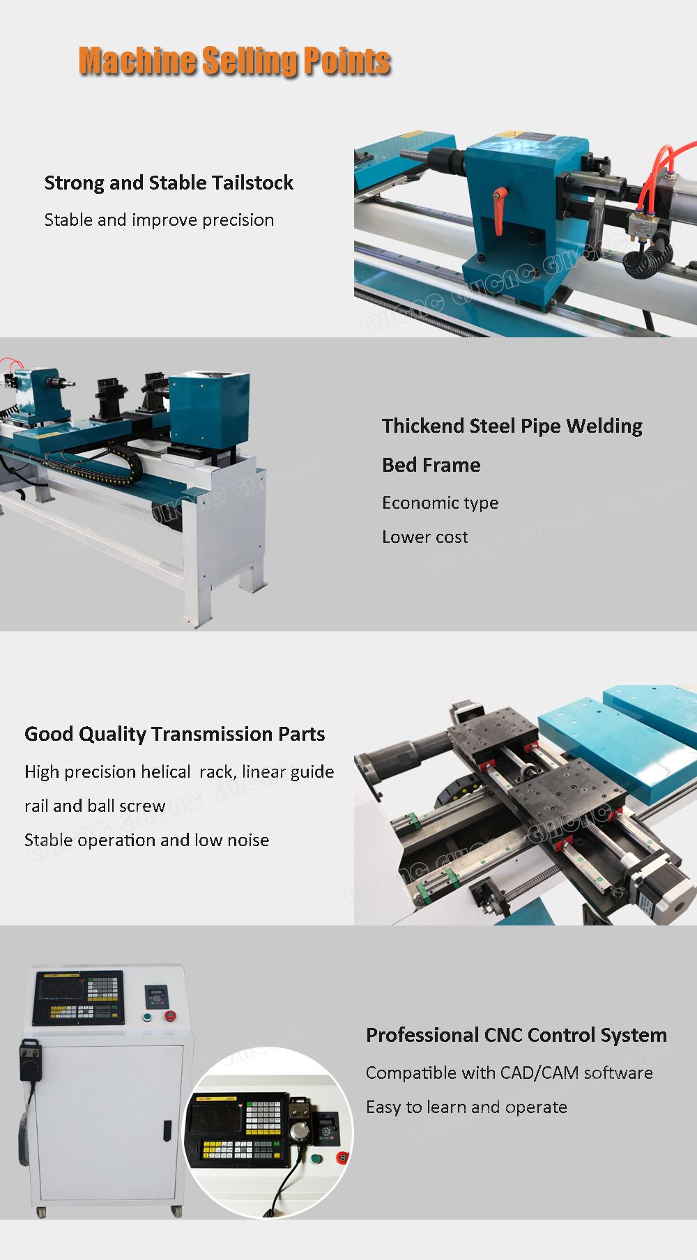 Woodworking Turning Lathe for Baseball Bat, Stair Column, CNC Wood Lathe