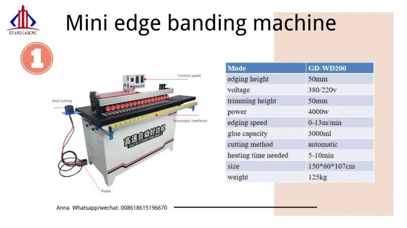 Woodworking CNC Router Machine Home Carptner Edge Banding Machine Portable Gluing Cabinet Door Furniture Curved Straight Line Special-Shaped Small Edge Bander