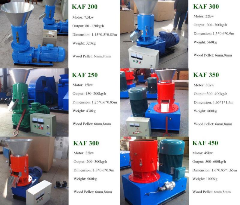 Energy Saving Home Use Kaf 200 Flat Die Biomass Wood Pellet Mill