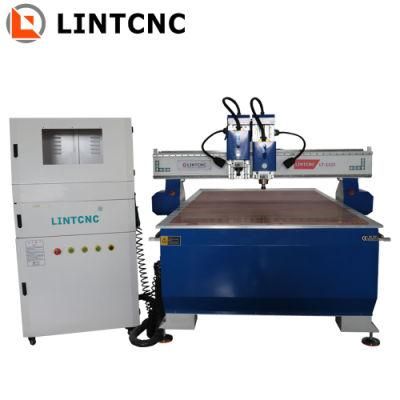 Two Heads 1325 1530 2030 4.5kw 3.5kw CNC Router with 3 Axis Wood Panel Processing Door Panel Chipboard Solid Wood Furniture 3D 4th Axis 2130
