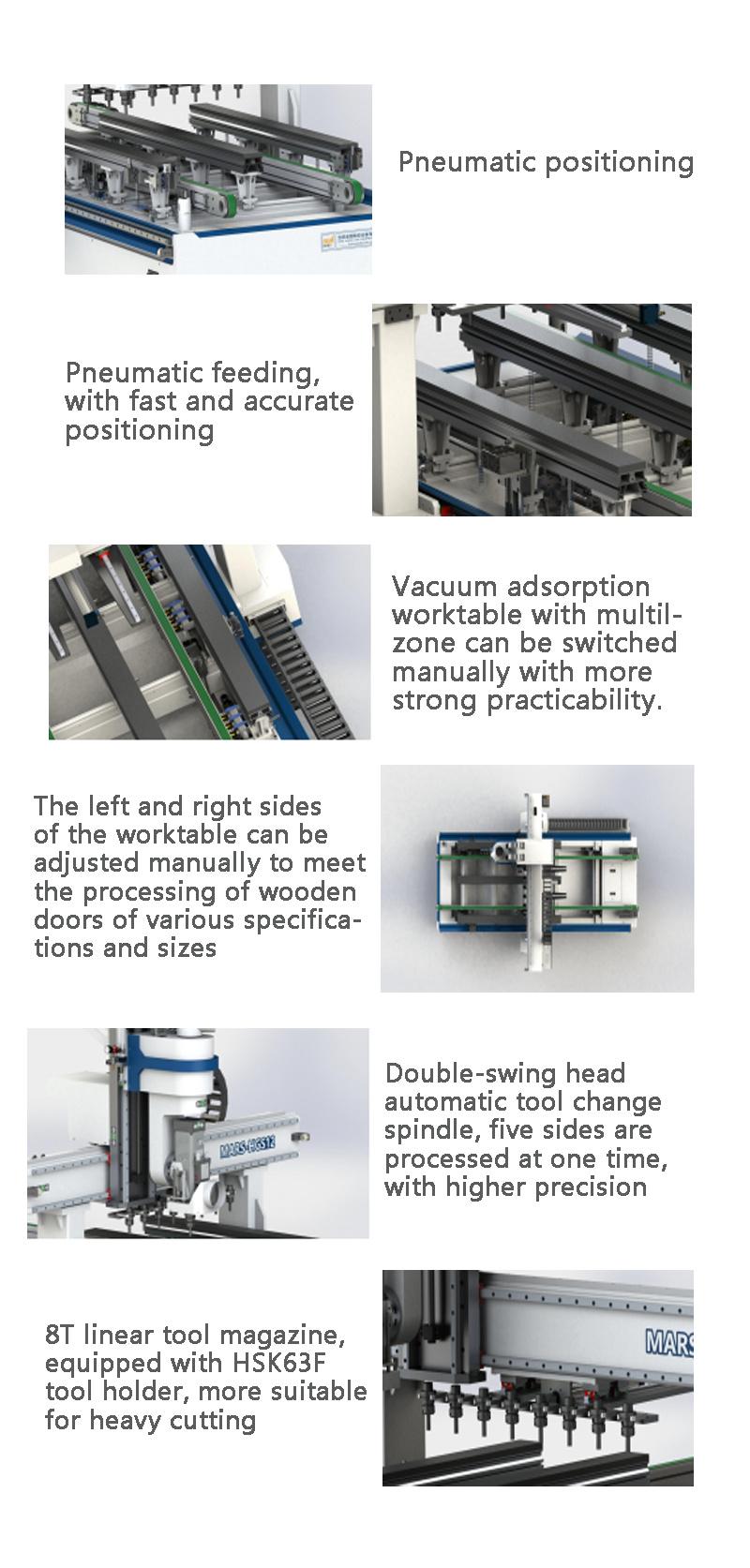 High Efficiency High Procision 5 Axis CNC Router Machine for Wooden Doors