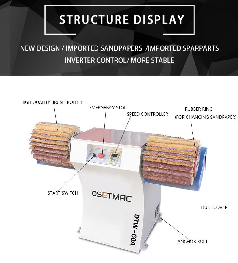 Osetmac Woodworking Machines Manual Brush Sanding Machine Dtw-60A with Two Brush Rollers