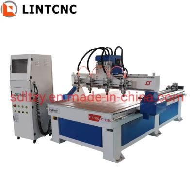 1325 4 Spindles Woodworking 3D Engraver CNC Router Machine for Lime Oak Teak Plywood MDF HDF Board Chipboard Door Panel 4 Axis CNC 2030 2130