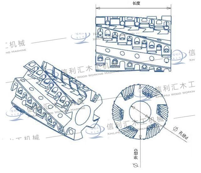 Low Noise and Cutting Pressure Planing Cutter Head with 4 Edge for Four-Side Moulder