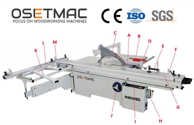 Sliding Table Panel Saw MJ6132BD with Electric Lifting Woodworking Machinery