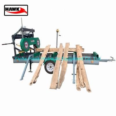 Woodworking Portable Sawmill Machinery Gasoline Engine Horizontal Band Sawmill