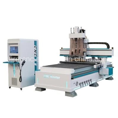 Pneumatic 4 Heads Edge Cutting Woodworking CNC Router Wood Carving Atc CNC Machine