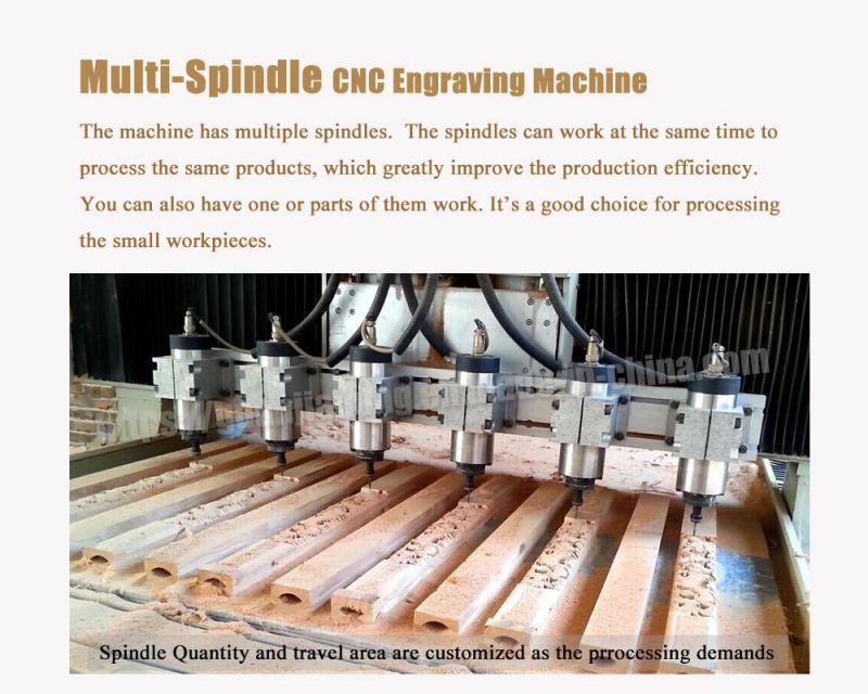 Woodworking Machine, 6 Spindles Wood CNC Router, Multi Spindle CNC Engraving Machine