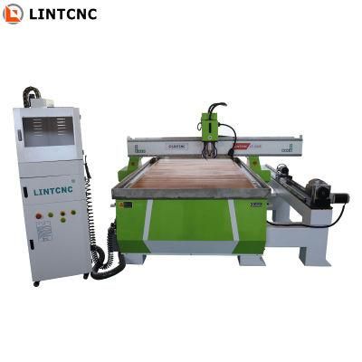 3D Wood Carving 4 Axis CNC Router 1325 1530 2030 with Side Rotary Attachment Wooden Furnture Metal Cutting 4.5kw 1224 1313 1515 CNC Machine