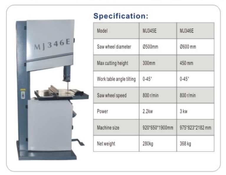 Wood Cutting Band Saw Machine / Angle Cut 45 Degree Band Saw Machine