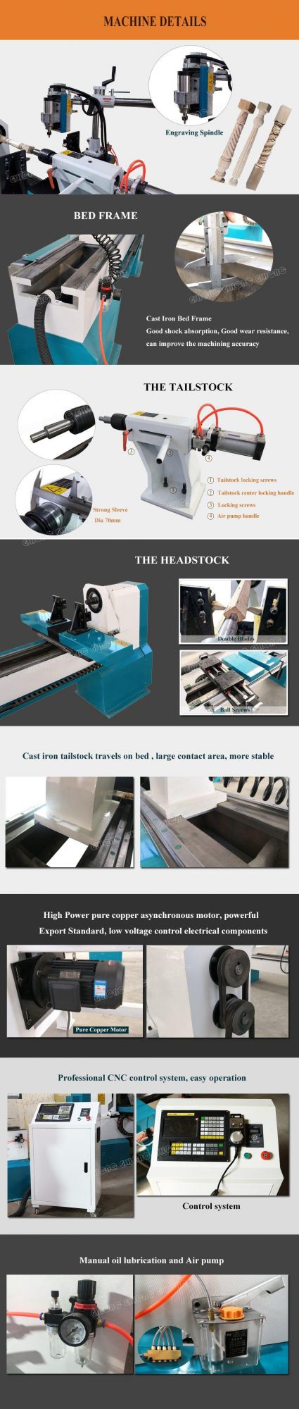 Engraving Machine for Flat Carving and Round Carving, CNC Wood Lathe