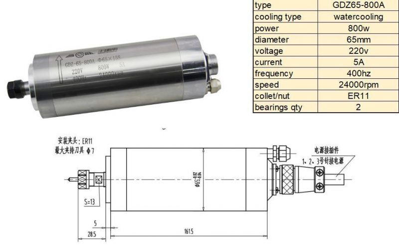 High Frequency 800W Water Cooling Spindle CNC Router