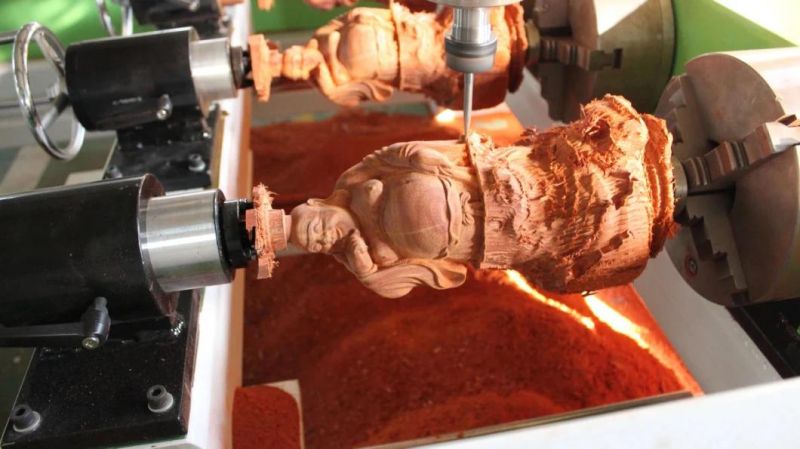 Multi Rotary Spindle Wood Cylinder 3D Statue Carving CNC Router Machinery