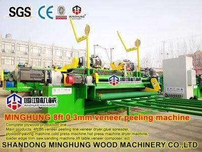 8feet Spindleless Wood Veneer Peeling Machine for Birch Eucalyptus Beech