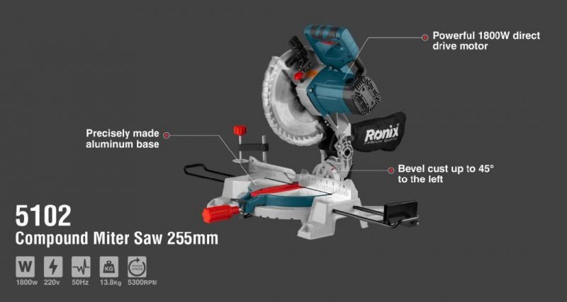 Ronix High Quality Model 5102 Electric Wood Working Power Tool Compound Sliding Miter Saws