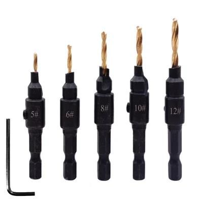 5PCS Countersink Drill Woodworking Drill Bit Set Hand Tool Set