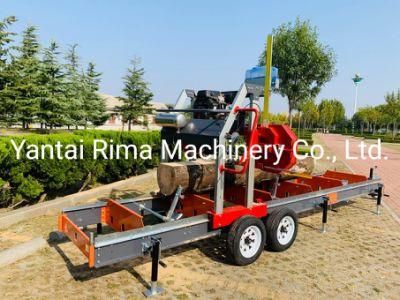 Mobile Timber Wood Cutting Band Saw Machine, Horizontal Portable Band Sawmill