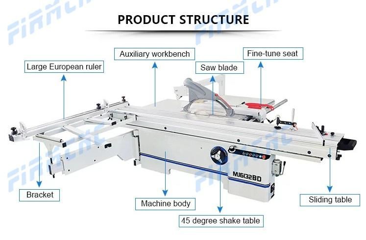 Wooden Woodworking Machine Wood Heavy Sliding Table Panel Cutting Saw with Electric Lifting