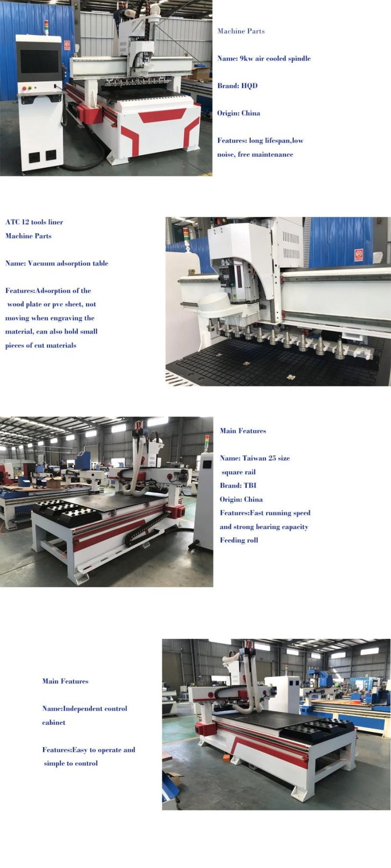 Linear Atc CNC Router with Line 12 Tools Magazine Nk260 Controller