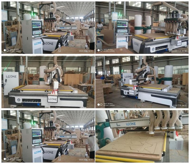Pneumatic Multi Spindles CNC Router 1325 2030 2040 5 Heads Woodworking CNC Machine with Air Cooling Heavy Duty for Cabinet Door