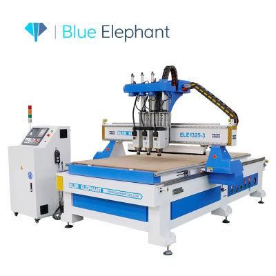 1325 CNC Router Multi Spindles Pneumatic System Engraving Machine Three Spindles 3.5kw Air Cooling Spindle