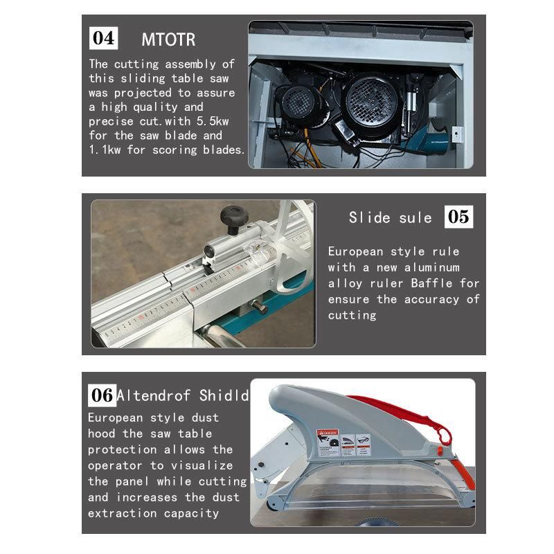 Woodworking High Precision Sliding Table Panel Saw for Furniture Making