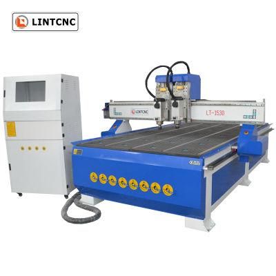 Two Head Wood Carving Machine 1325 / 1530 4axis Vacuum Table Woodworking CNC Router for Metal, Wood