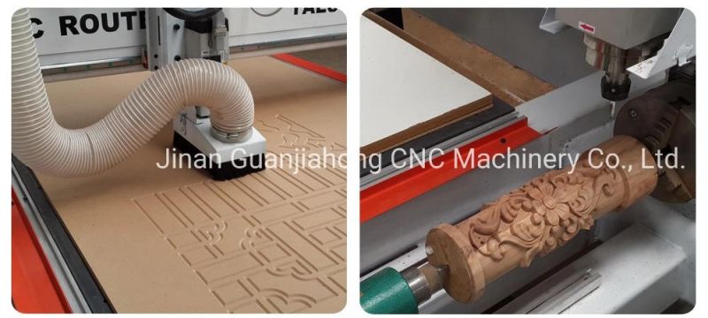 4 Axis Wood CNC Router with Rotary Axis, Flat Carving, Round Carving, Woodworking Machine CNC Engraving Machine