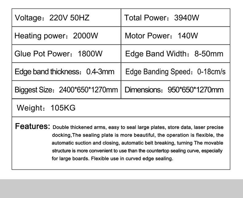 Semi Automatic Edge Banding Machine with Gluing Edge Bander