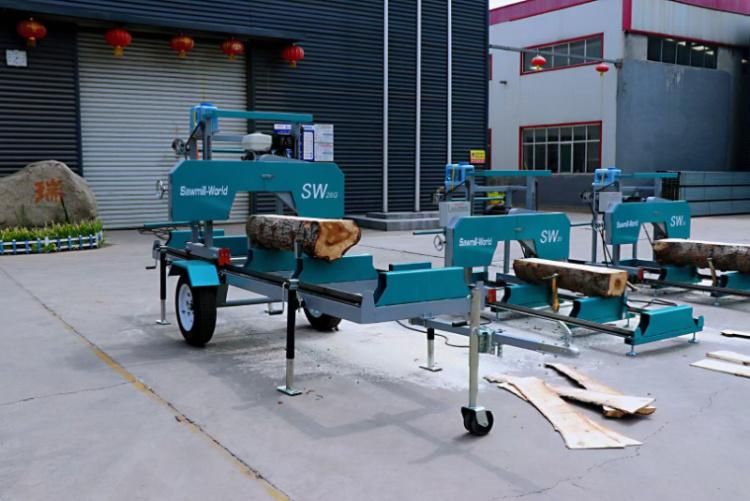 Diesel Portable Sawmill Horizontal Bandsaw Mills with Wheel for Wood