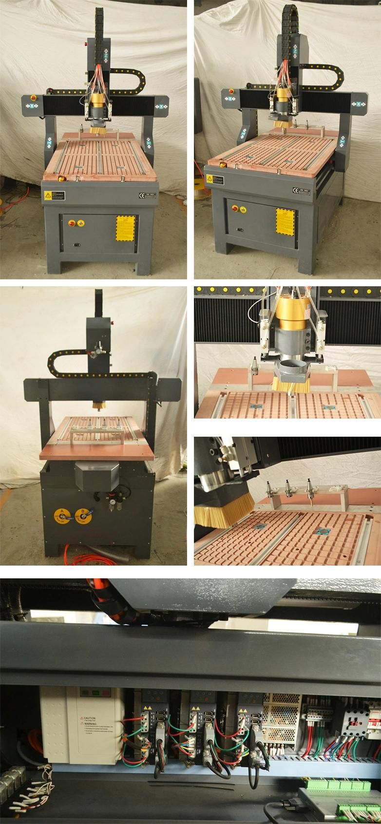 3D 4 Axis 6060 6090 CNC Router with Atc Spindle (Auto Tool Change) for Steel, Wood