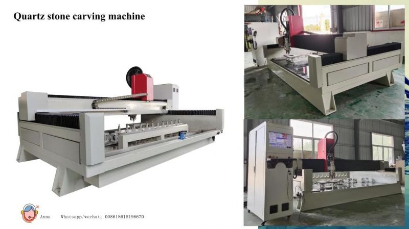 Marble Granite Stone Cutting and Engraving Quartz Kitchen Table Cupboard CNC Laser Machine for Sell Factory Price 3D 5.5kw Spindle AC Servo Driving Woodworking