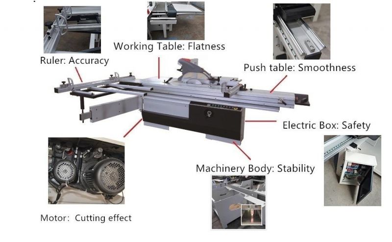 Woodworking Machine Heavy Sliding Table Panel Saw with Electric Tilting