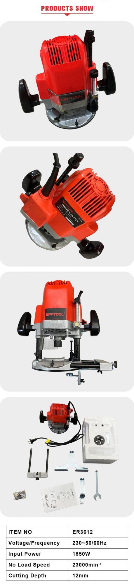 Efftool Model 3612 China Power Tools 1600W 12mm Electric Wood Router