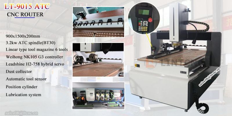 9012 9015 1212 4 Axis Full Automatic CNC Router for Solid Wood MDF Acrylic Plastic PCB