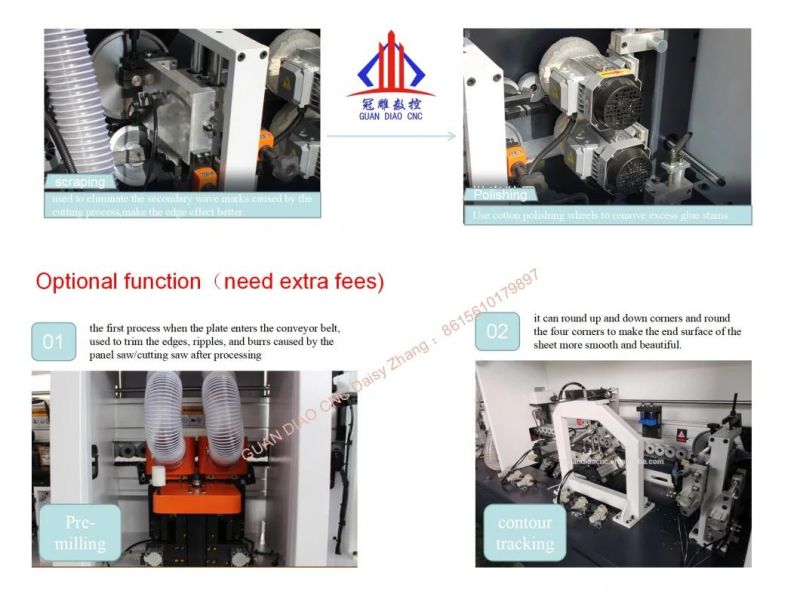 Furniture/Cabinet Edge Banding Machine Automatic Edge Bander with Rough Pre-Milling and Fine Trimming