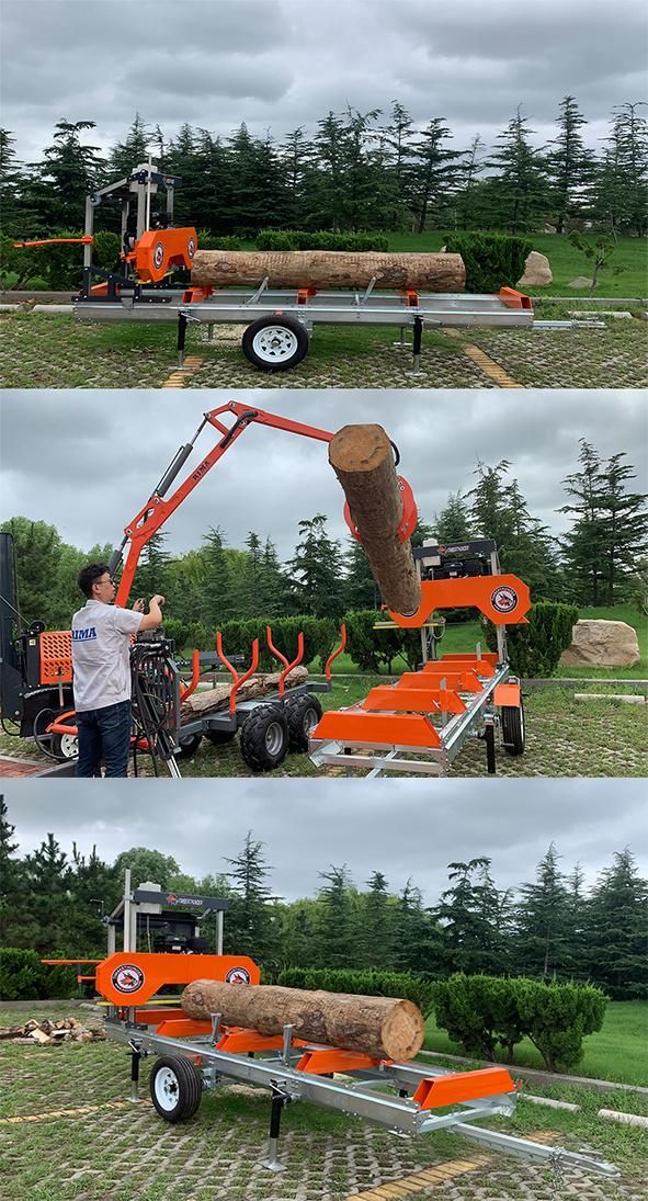 Ready to Ship Mobile Portable Gasoline / Electrical Bandsaw Sawmill for Wood Working and Board Cutting with TUV Ce Portable Sawmill Band Saw