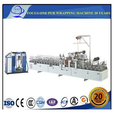 Hotmelt (PUR) Wrapping Veneer Machine for Wood with Different Shapes/ WPC /PVC /MDF /Wooden Profile Wrapping Aluminium Roller Machine
