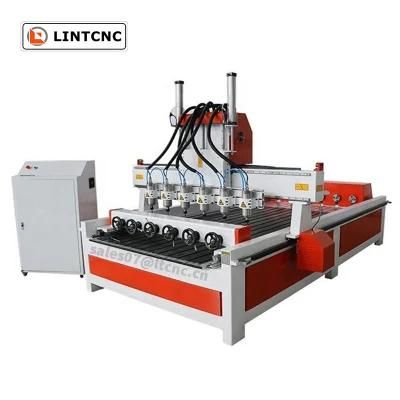 4 Axis Cylindrical Muti-Head1325 Rotation Axis Woodworking CNC Router