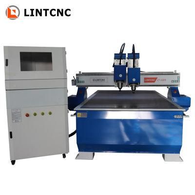 Double Head CNC Router 3D Wood Cutting Machine CNC Woodworking Machine 1325 with Two Water Cooling Spindle