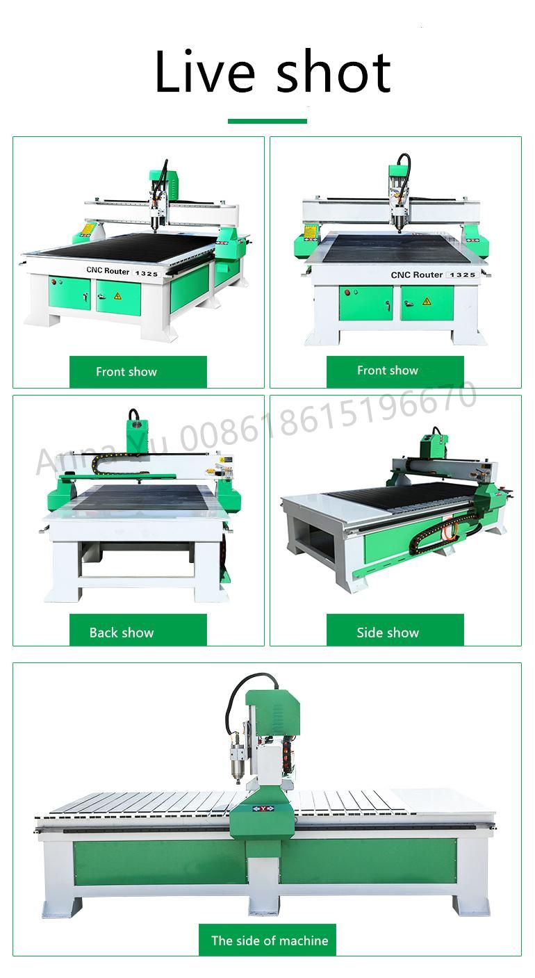 4X8 Feet 1325 Woodworking Machine 3kw Wood CNC Router 4 Axis 5 Axis Furniture Cabinet Door Making Sculpture Steel Hole Cutting Engraving Machine