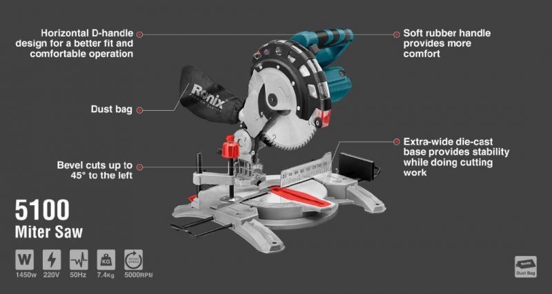 Ronix Model 5100 1450W Mini Electric Corded Wood Cutting Other Power Tools Sliding Compound Miter Saw