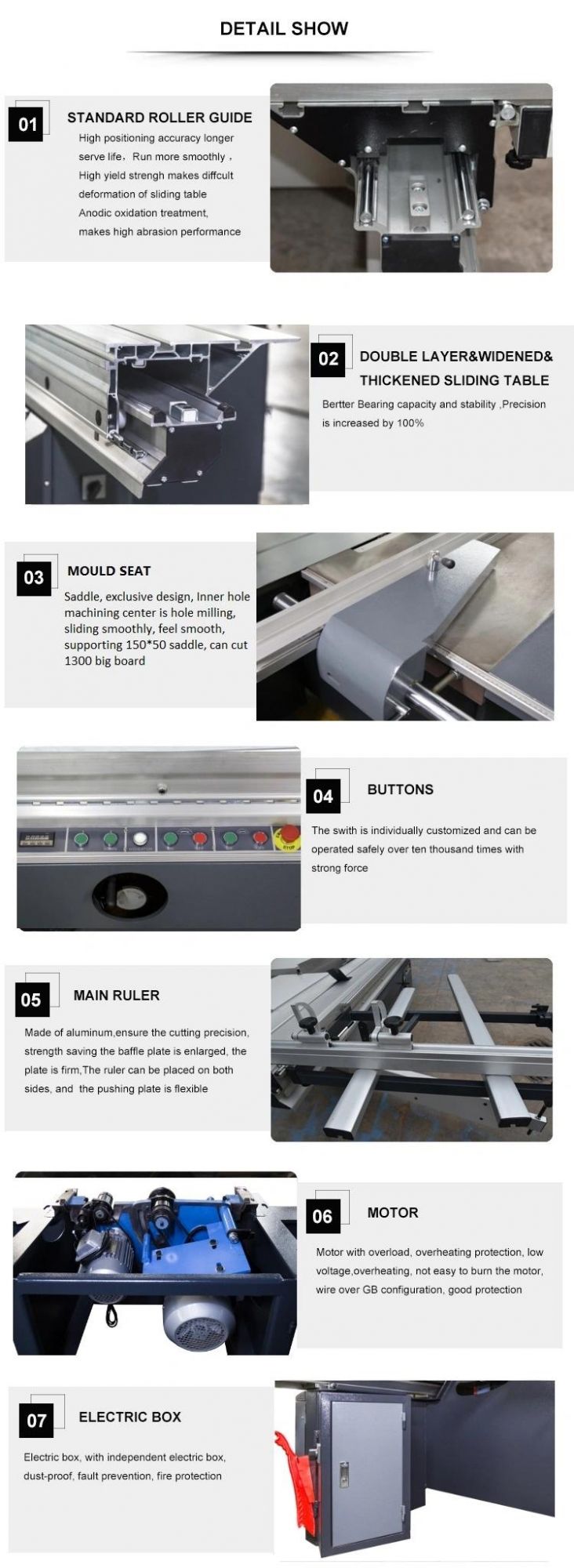 Precision Wood Cutting Sliding Table Saw Machines Table Panel Saw Machine