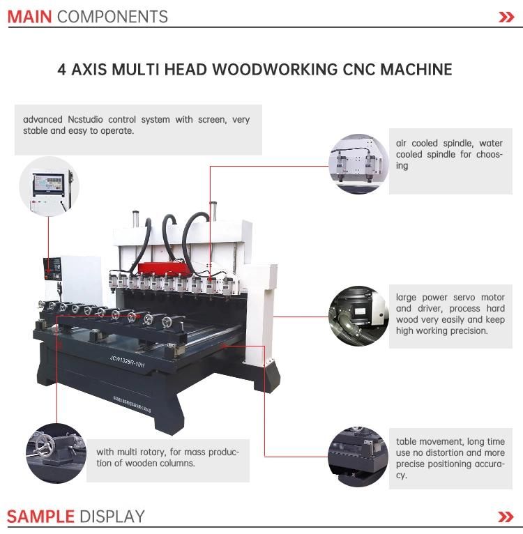4 Axis Wood Legs Column Carving Engraving CNC Router Machine Rotary