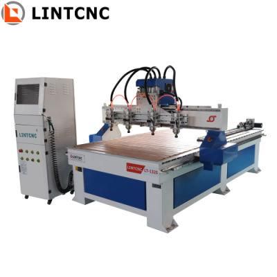 Four Heads Woodworking CNC Router 4 Axis Chipboard Solid Wood Cutting Carving Drilling Machine 1325 1530 2030 Acrylic Plastic Metal Copper
